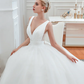 Ball Gown Wedding Dresses V Neck Court Train Tulle Regular Straps Simple Glamorous Backless