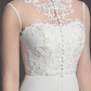 A-Line Wedding Dresses High Neck Court Train Chiffon Lace Long Sleeve Vintage Plus Size Backless with Lace