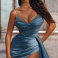 Sheath/Column Spaghetti Straps Floor-Length Prom Dresses Sexy Evening Dresses