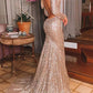 Trumpet/Mermaid Sequin V-Neck Sweep/Brush Train Long Prom Dresses Sparkly Evening Dresses