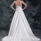 A-Line Wedding Dresses Strapless Court Train Organza Satin Strapless with Embroidery With Flower