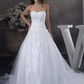 A-Line Wedding Dresses Strapless Court Train Lace Tulle Strapless with Beading