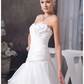 A-Line Wedding Dresses Sweetheart Neckline Floor Length Lace Organza Satin Strapless with Ruched Appliques Cascading