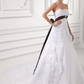A-Line Wedding Dresses Strapless Chapel Train Lace Satin Tulle Strapless with Sashes Ribbons Bow(s)