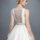 Ball Gown Wedding Dresses Bateau Neck Court Train Lace Satin Regular Straps Formal Backless with Lace Sash Ribbon