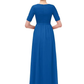 A-Line Floor Length Chiffon Bridesmaid Dress with Pleats Ruffles Split Front Pure Color