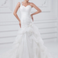 A-Line Wedding Dresses One Shoulder Court Train Organza Satin Spaghetti Strap with Pick Up Skirt Ruched