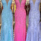 V Neck Prom Dresses Mermaid Lace With Applique And Sash Sweep Train Beautiful