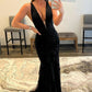 V Neck Prom Dresses Mermaid Lace With Applique And Sash Sweep Train Beautiful