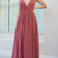 A-Line/Princess V-Neck Floor-Length Long Bridesmaid Dresses Sexy