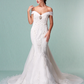 Wedding Dresses Off Shoulder Chapel Train Organza Short Sleeve with Beading Appliques Crystal