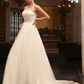 Princess A-Line Wedding Dresses One Shoulder Court Train Satin Tulle Sleeveless Long