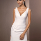 Wedding Dresses V Neck Court Train Chiffon Over Satin Regular Straps Vintage Backless Elegant