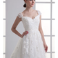 A-Line Wedding Dresses Sweetheart Neckline Court Train Lace Satin Tulle Cap Sleeve with Beading