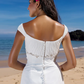 Wedding Dresses Scoop Neck Chiffon Cap Sleeve Beach Plus Size with Beading Draping