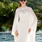 Wedding Dresses V Neck Court Train Chiffon Long Sleeve with Beading Pure Color