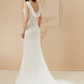 Wedding Dresses V Neck Court Train Chiffon Over Satin Regular Straps Vintage Backless Elegant