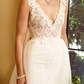 Wedding Dresses V Neck Chapel Train Lace Tulle Regular Straps See-Through