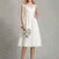 A-Line Wedding Dresses Jewel Neck Tea Length Lace Tulle Cap Sleeve Beautiful Back with Appliques Short