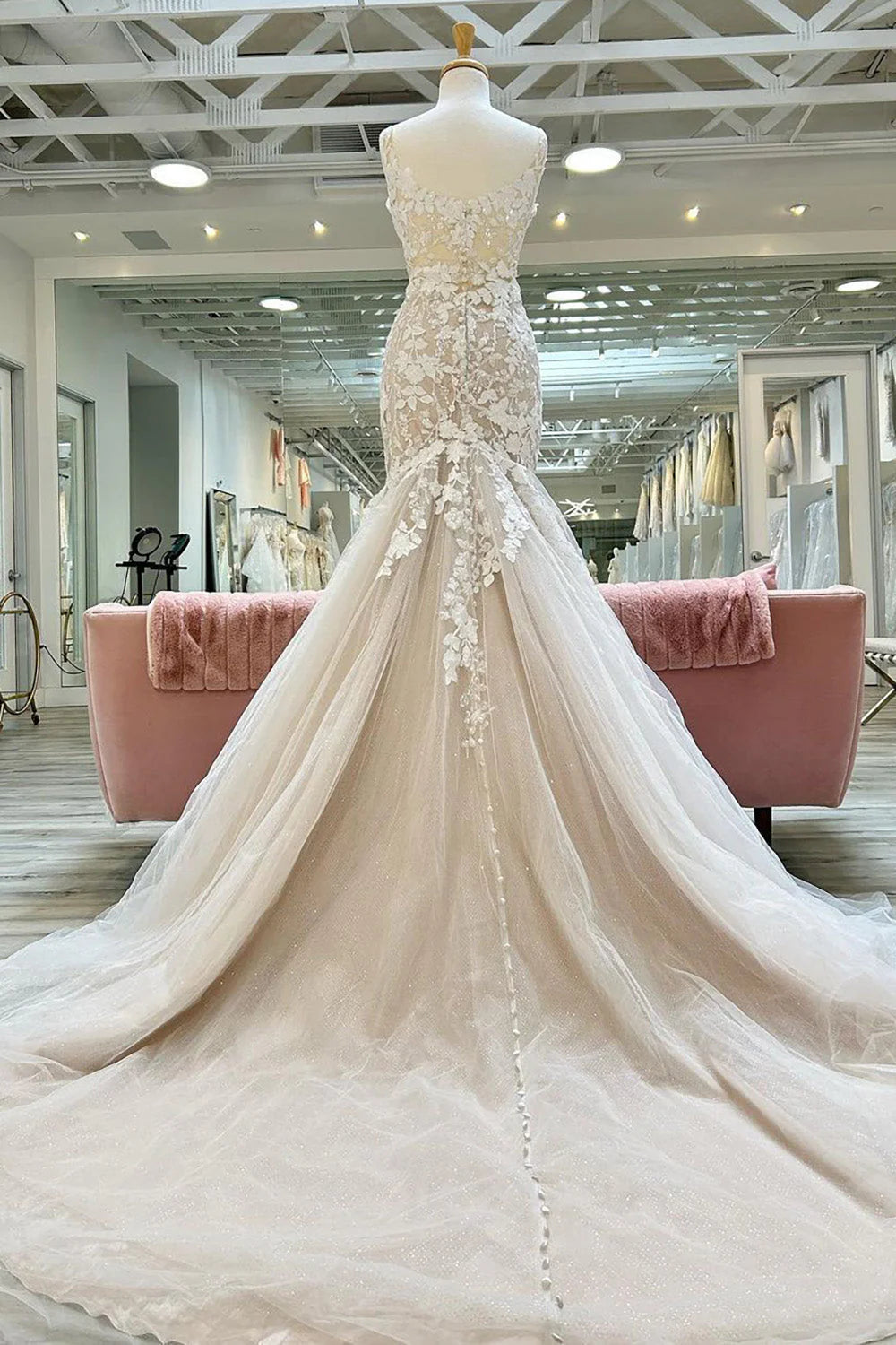 Mermaid V-Neck Wedding Dress with Appliques Sexy