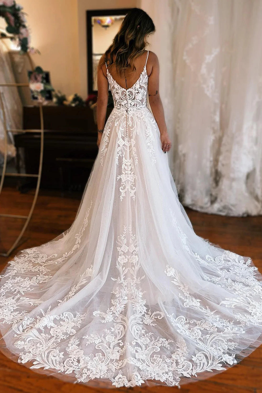 A-Line Wedding Dress with Appliques Off Shoulder