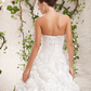 Ball Gown Wedding Dresses Strapless Floor Length Taffeta Sleeveless with Beading Cascading Ruffle
