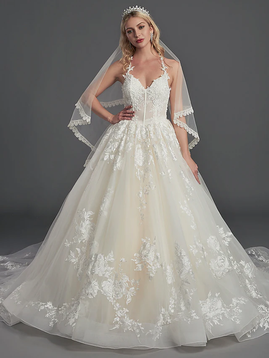 A-Line Wedding Dresses Off Shoulder Court Train Satin Short Sleeve Country Simple Plus Size Modern with Cascading