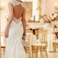 Wedding Dresses V Neck Lace Spaghetti Strap Mordern Sexy Backless Long