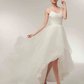 A-Line Wedding Dresses V Neck Asymmetrical Tulle Spaghetti Strap Simple Casual Little White Dress