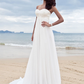 A-Line Wedding Dresses Sweetheart Neckline Court Train Chiffon Strapless Simple Beach Plus Size with Beading