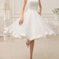 A-Line/Princess Scoop Knee-Length Wedding Dress Pure Color Graduation Dress Simple Party Dress