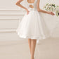 A-Line/Princess Scoop Knee-Length Wedding Dress Pure Color Graduation Dress Simple Party Dress