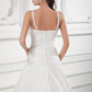 A-Line Wedding Dresses Square Neck Court Train Satin Taffeta Spaghetti Strap with Ruched Beading