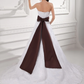 A-Line Wedding Dresses Strapless Chapel Train Lace Satin Tulle Strapless with Sashes Ribbons Bow(s)