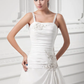 A-Line Wedding Dresses Square Neck Court Train Satin Taffeta Spaghetti Strap with Ruched Beading