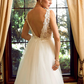 Wedding Dresses V Neck Chapel Train Lace Tulle Regular Straps See-Through