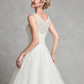 A-Line Wedding Dresses Scoop Neck Chapel Train Lace Tulle Regular Straps Formal Illusion Detail with Lace Sash