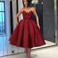 A-Line Minimalist Elegant Party Wear Cocktail Party Dress Strapless Sleeveless Knee Length Satin