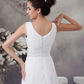 A-Line Wedding Dresses V Neck Chapel Train Chiffon Satin Regular Straps with Crystals Beading