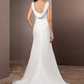 Wedding Dresses V Neck Court Train Chiffon Over Satin Regular Straps Vintage Backless Elegant