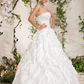 Ball Gown Wedding Dresses Strapless Floor Length Taffeta Sleeveless with Beading Cascading Ruffle
