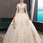 Princess Ball Gown Wedding Dresses Off Shoulder Floor Length Lace Tulle Sequined Short Sleeve Formal Romantic Luxurious Sparkle & Shine with Pleats