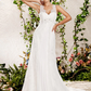Wedding Dresses V Neck Chapel Train Lace Sleeveless Long Pure Color