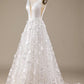 A-Line V-Neck Wedding Dress with 3D Flowers Sexy