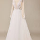Tulle Long Sleeves Wedding Dress with Lace Sexy