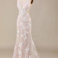 Mermaid Spaghetti Straps Wedding Dress with Appliques Off Shoulder