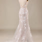 Mermaid Spaghetti Straps Wedding Dress with Appliques Off Shoulder