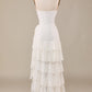 Tiered Spaghetti Straps Lace Bridal Dress Off Shoulder