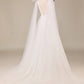 Tulle A-Line Deep V-Neck Wedding Dress with Bowknot Pure Color