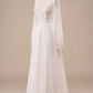 Long Sleeves Wedding Dress with Lace Pure Color